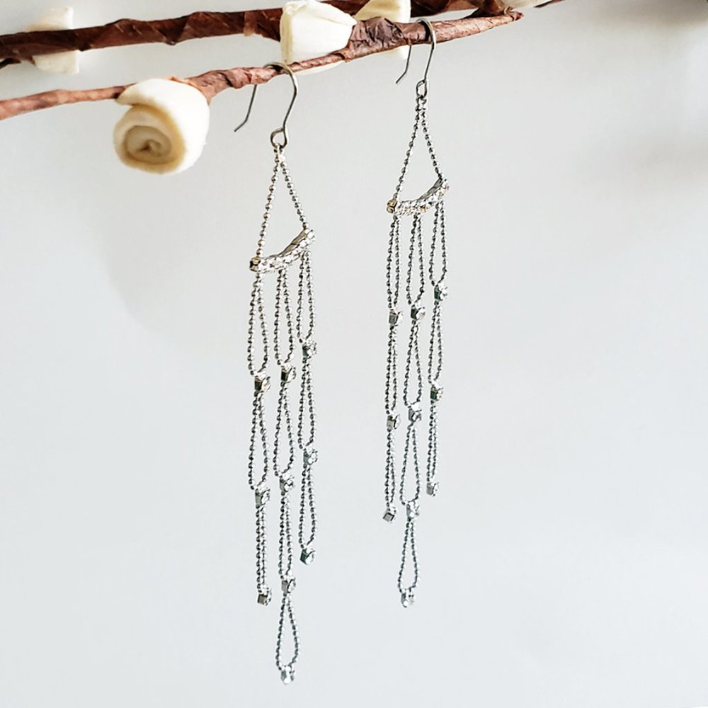 Long Dangle Rhinestone Earrings - Picture 2 of 8